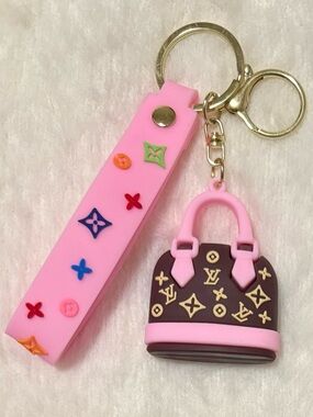 Monogram Pink and Brown Silicone Luxurious Keychain Fashion Accessory